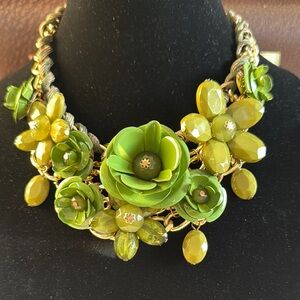 Vibrant Green Floral Statement Necklace